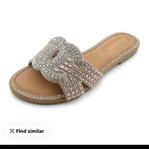 be inspired Rose Gold & Silver Crystal Slide Sandal